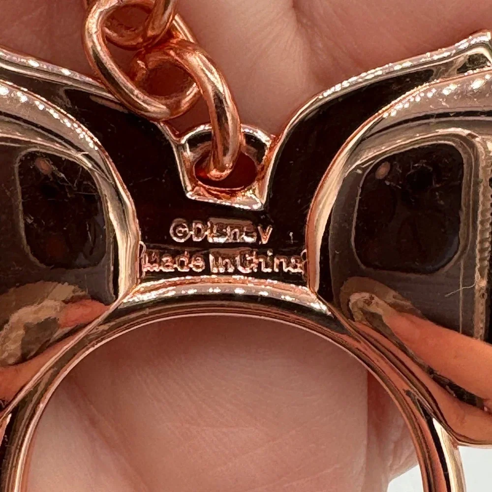 Disney parks minnie mouse rose gold ear headband keychain anchor-patterned bow